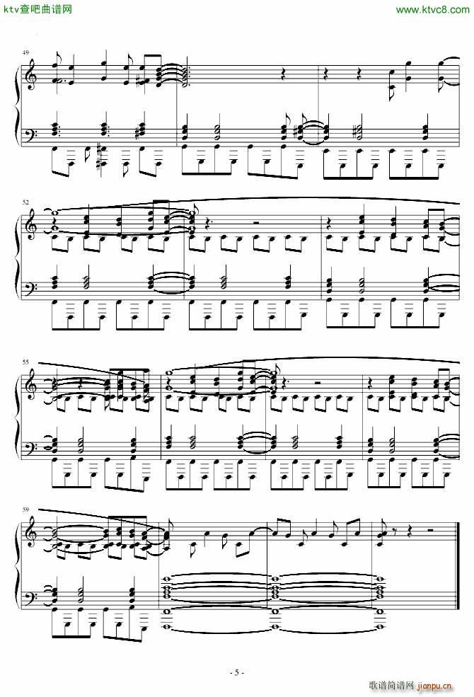 火影忍者主题曲 透明的世界 四手(钢琴谱)5