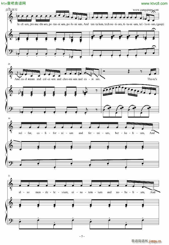 The Element Song 元素周期表之歌(钢琴谱)5