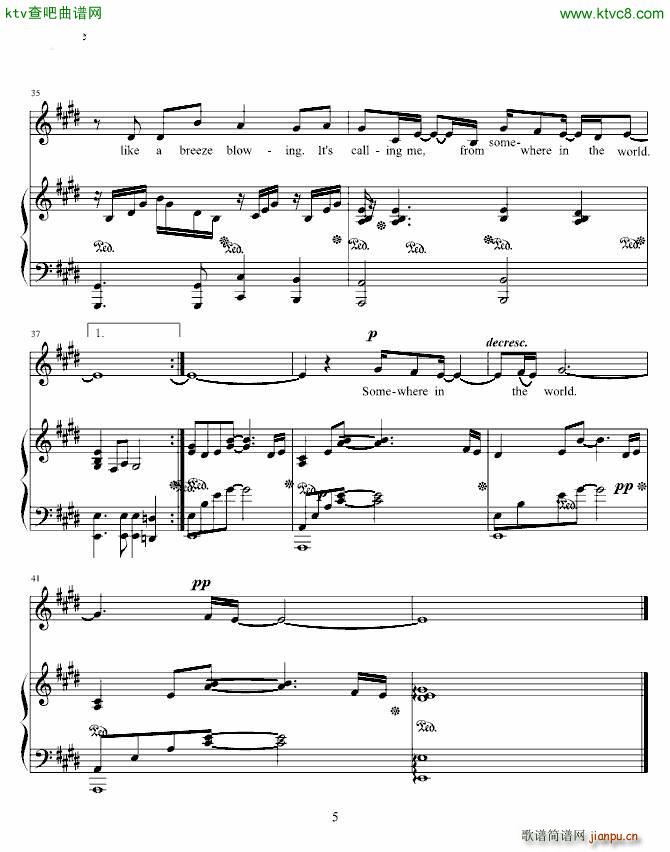 somewhere 弹唱版 slayers TRY(钢琴谱)5