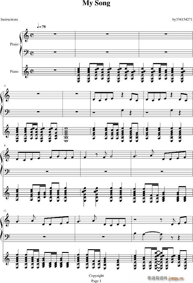 Angel beats My song(钢琴谱)1