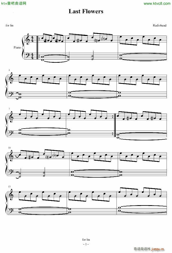 Last Flowers(钢琴谱)1