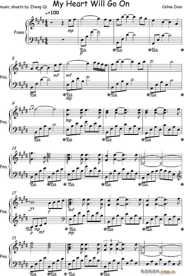My Heart Will Go On 苦后甘甜版(钢琴谱)1