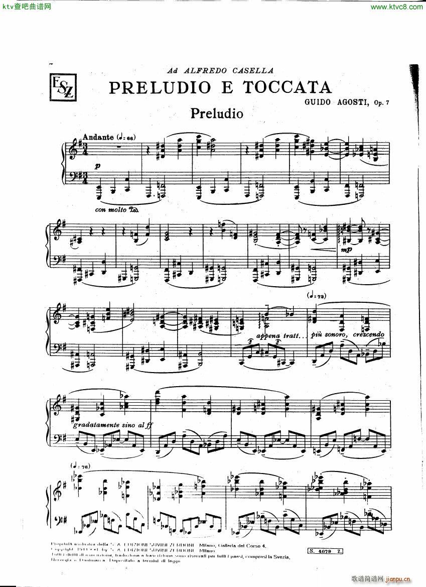 Agosti op 7 Preludio e Toccata(钢琴谱)1