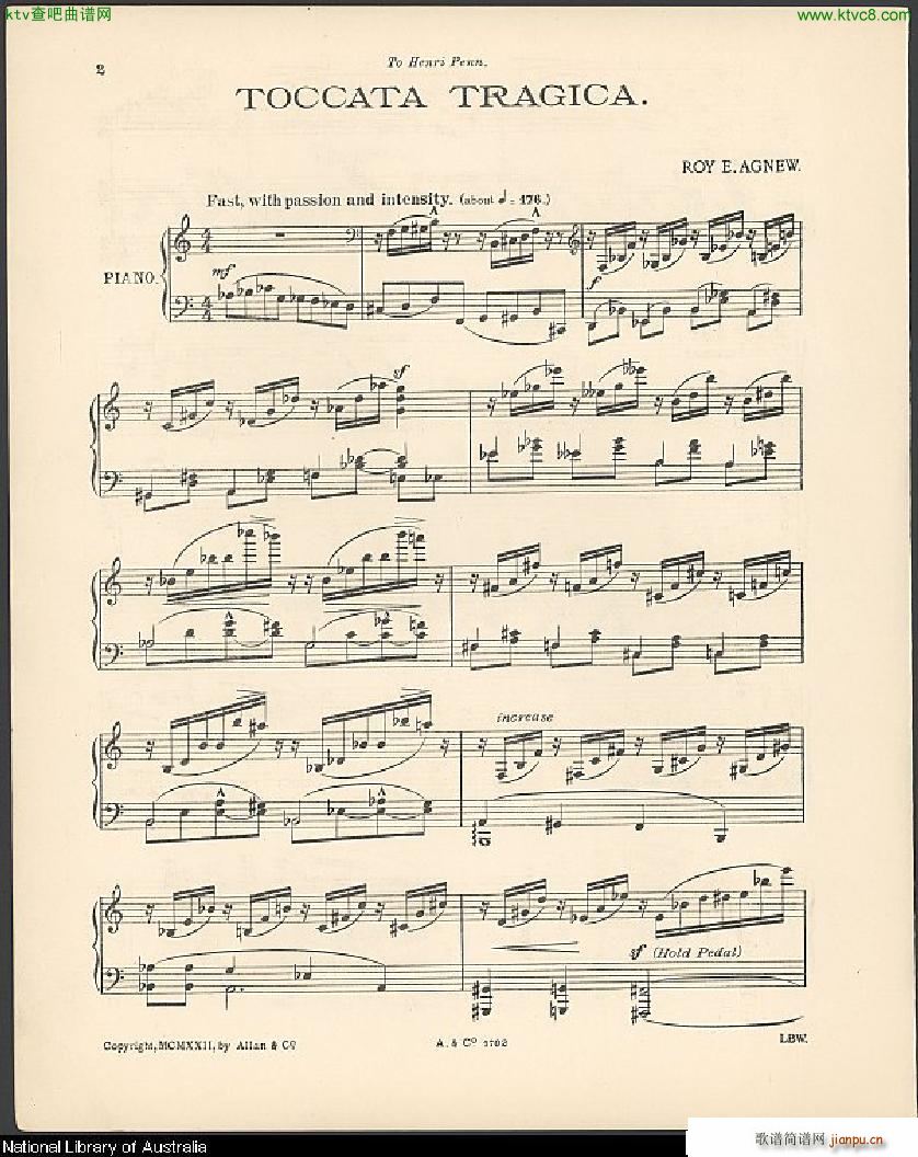 Agnew Toccata Tragica(钢琴谱)1