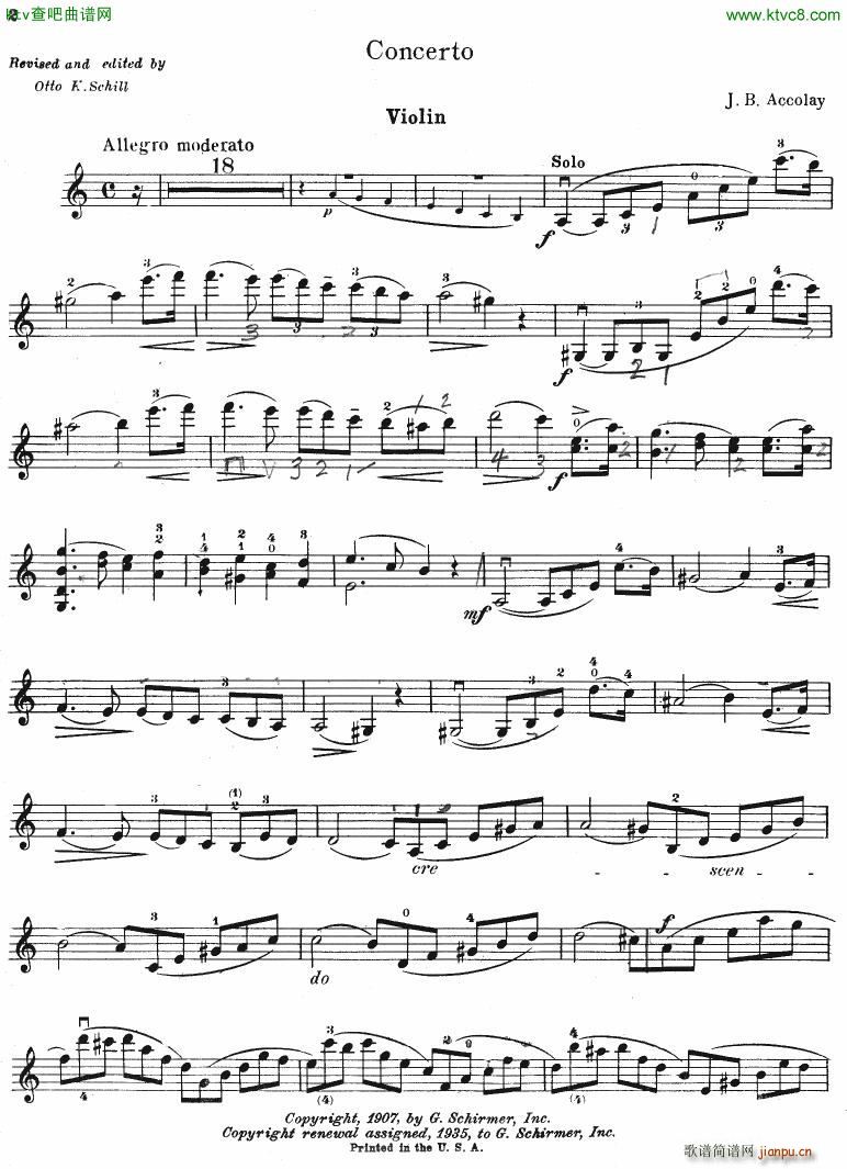 Accolay Jean Baptiste Violin Concerto vl part(钢琴谱)1