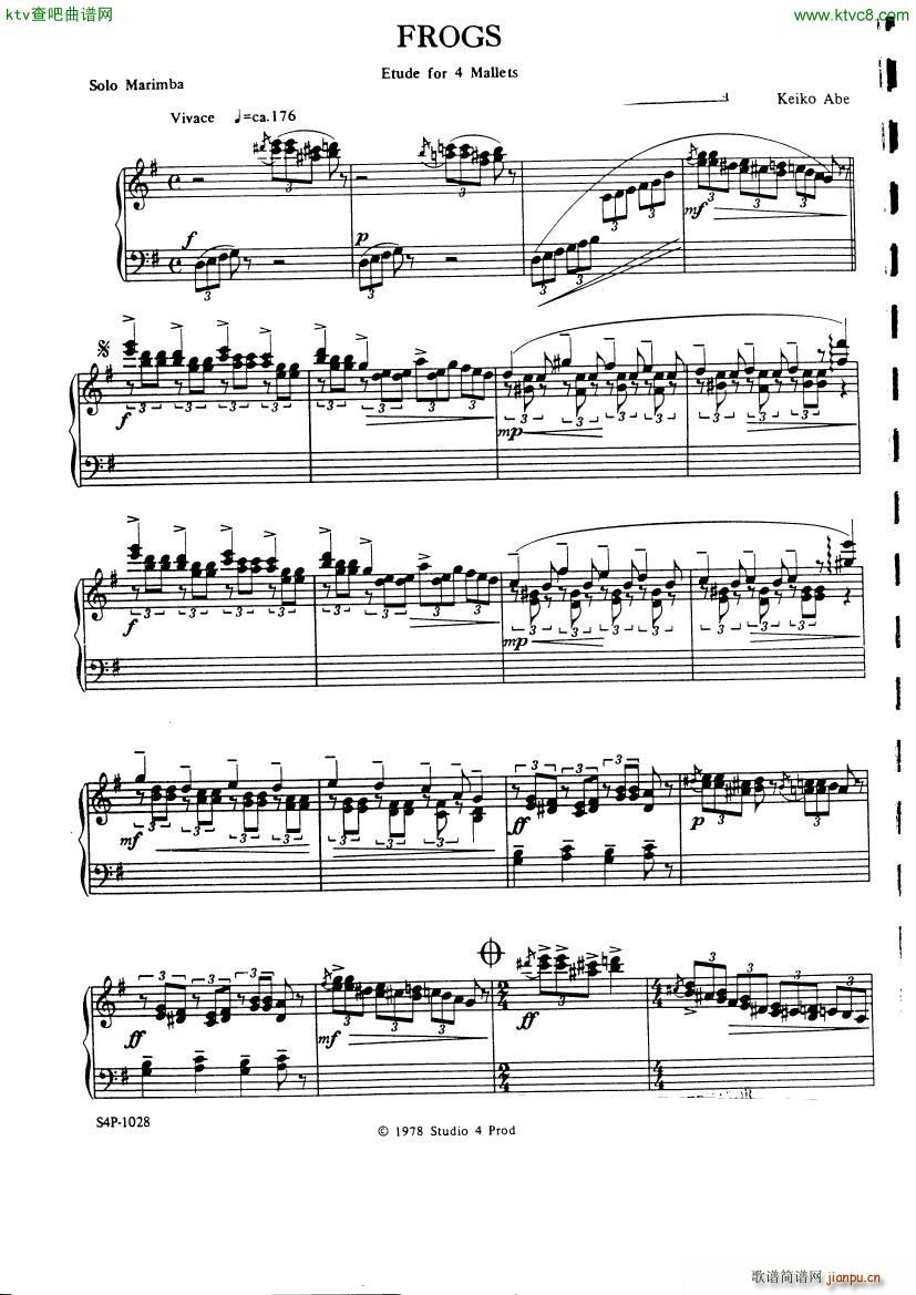 Abe Keiko Frogs marimba(钢琴谱)1