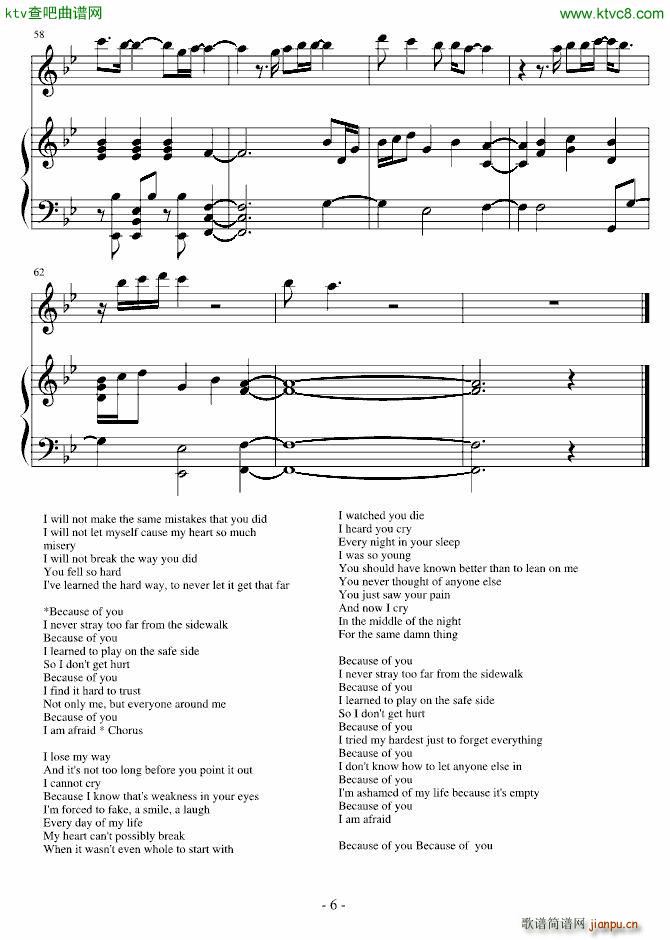 Because of You 弹唱(钢琴谱)6