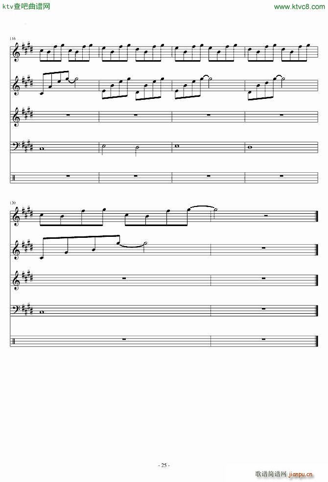 阳光宅男 乐队版 乐队谱(钢琴谱)25