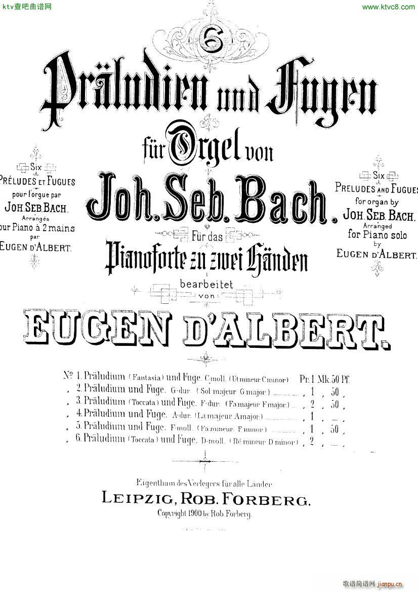 Bach D Albert Prelude and fugue in c minor(钢琴谱)1