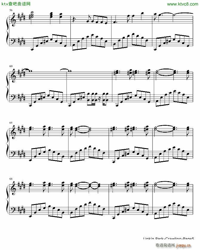 Crawling(钢琴谱)5