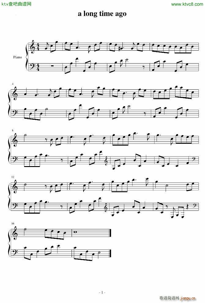 a long time ago(钢琴谱)1