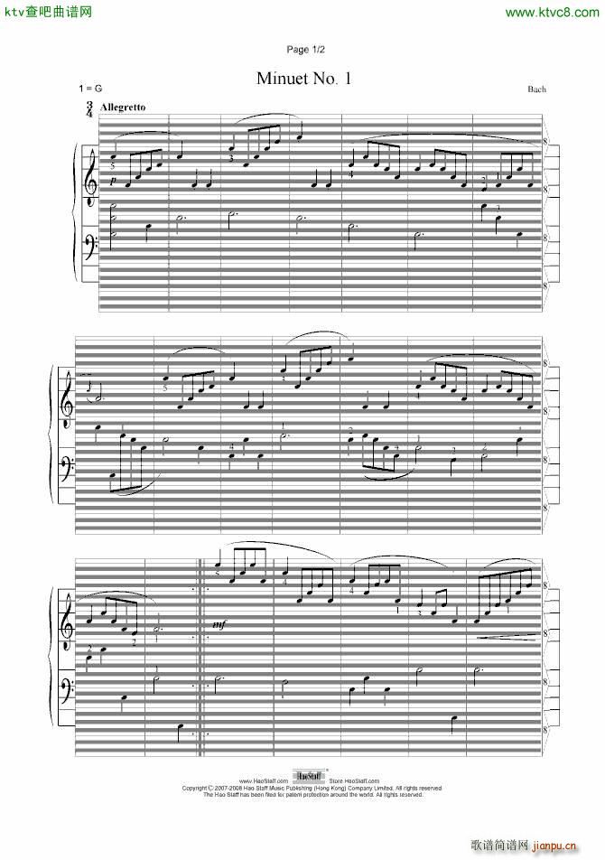 小步舞曲 Minuet 郝氏谱(钢琴谱)1