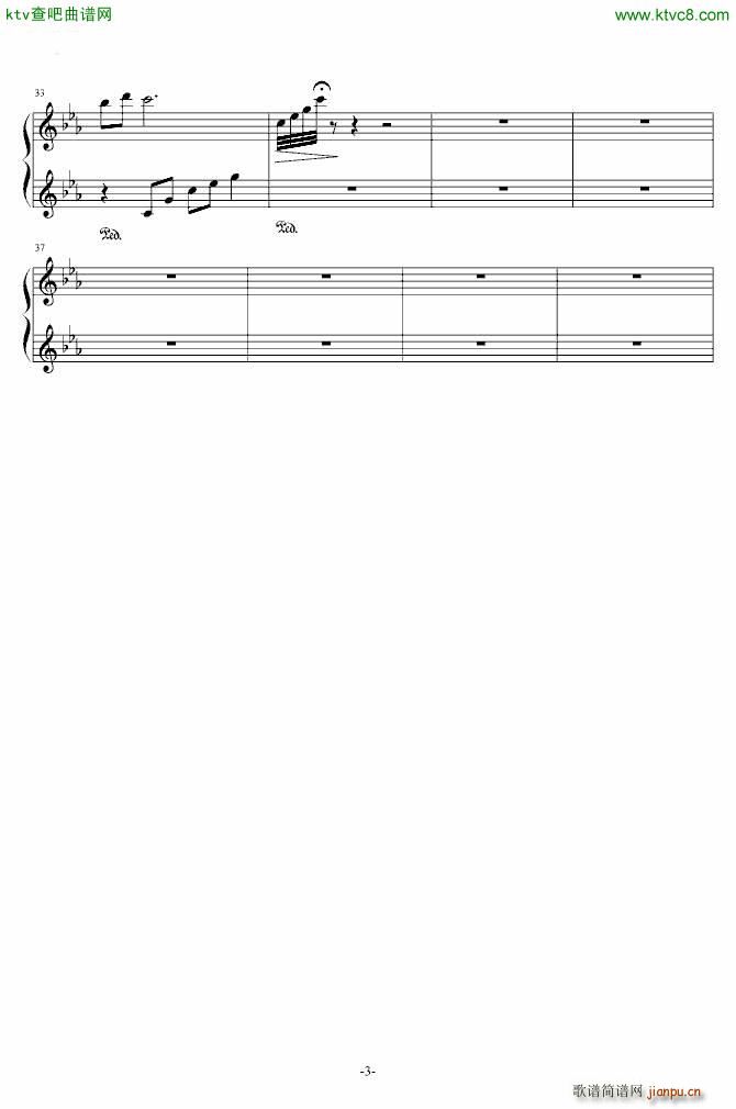 悲伤钢琴曲 1(钢琴谱)3