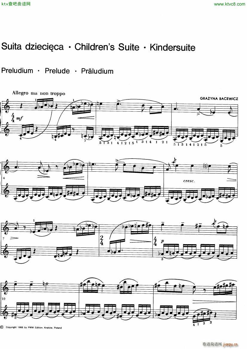 Bacewicz Childrens Suite(钢琴谱)1