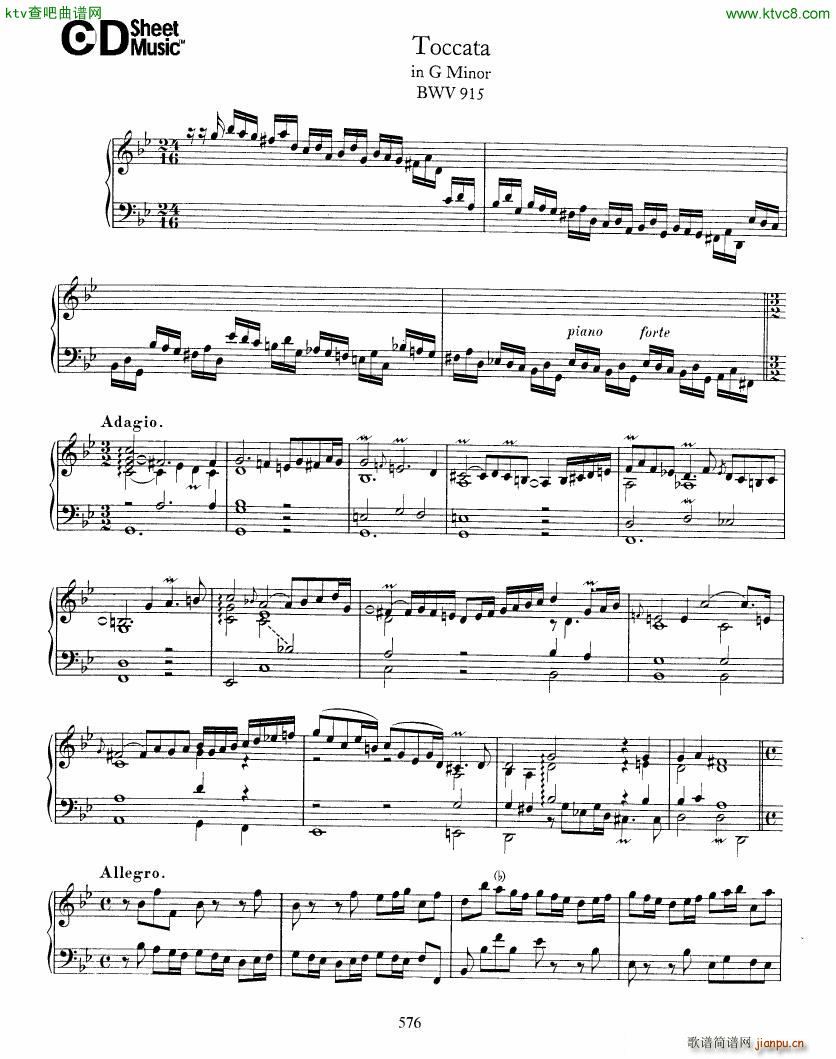 Bach JS BWV 915 Toccata in g(钢琴谱)1