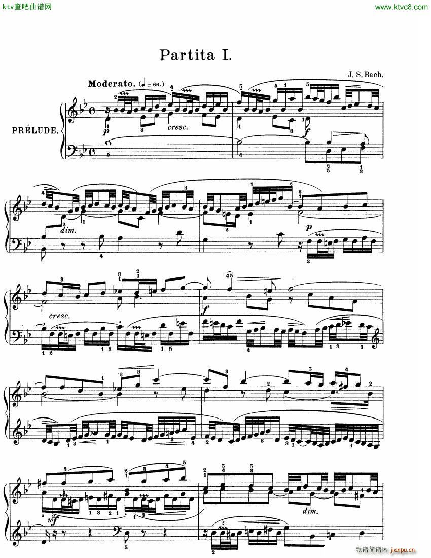 Bach JS BWV 825 Partita no 1 in Bb(钢琴谱)1
