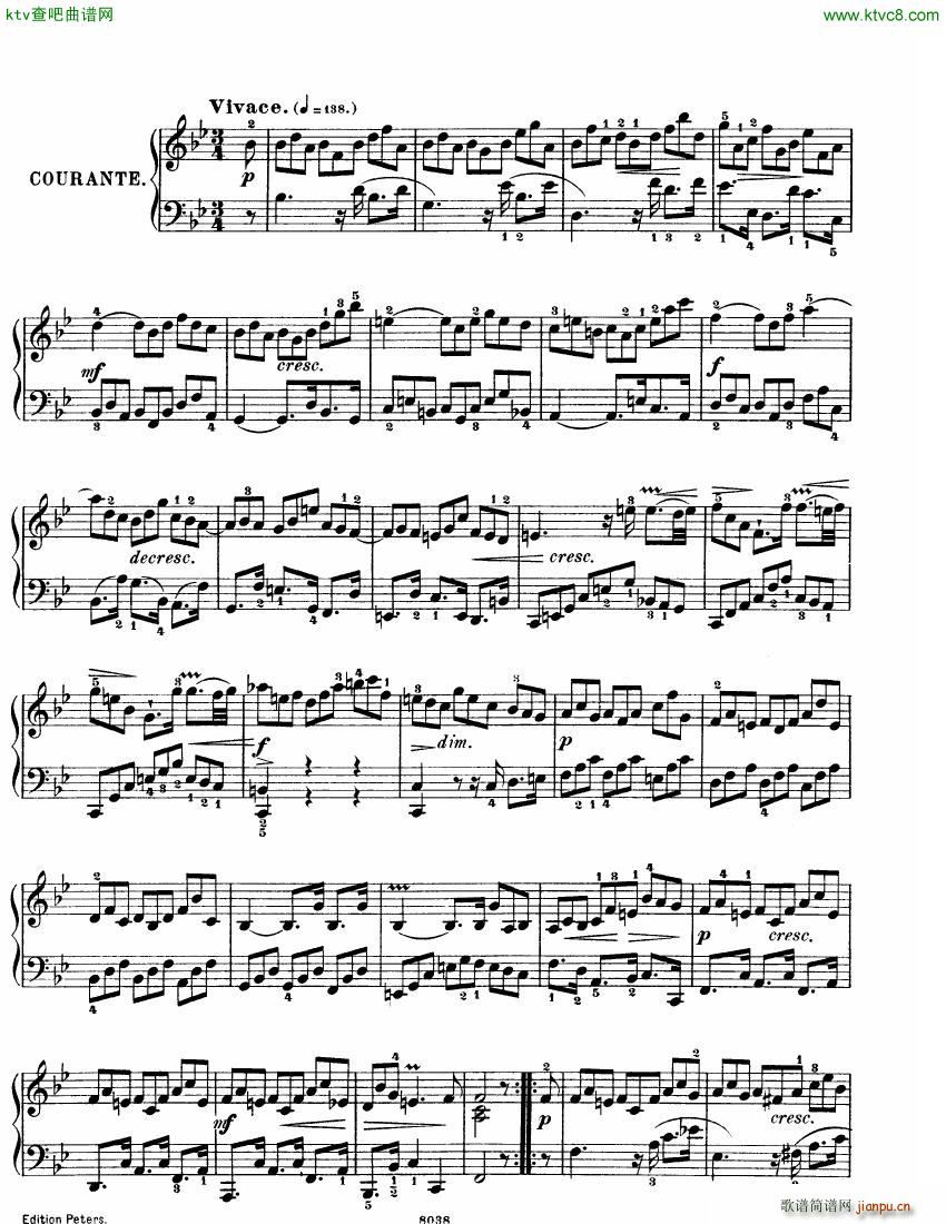 Bach JS BWV 825 Partita no 1 in Bb(钢琴谱)7