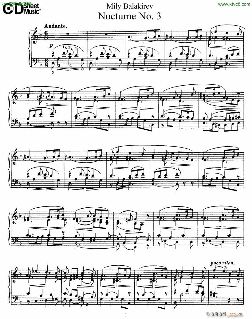 Balakirev Nocturne No 3(钢琴谱)1