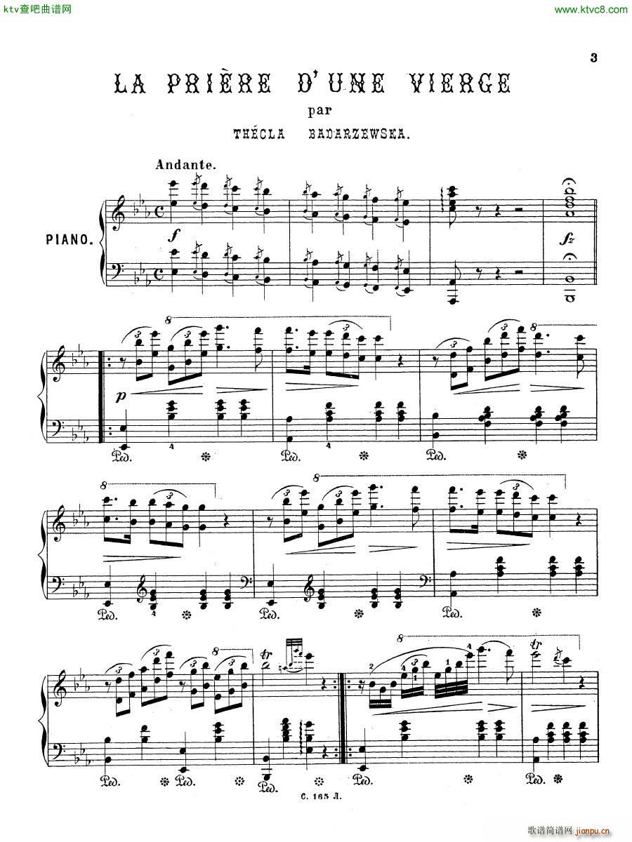 Badarzewska The Maidens Prayer(钢琴谱)1
