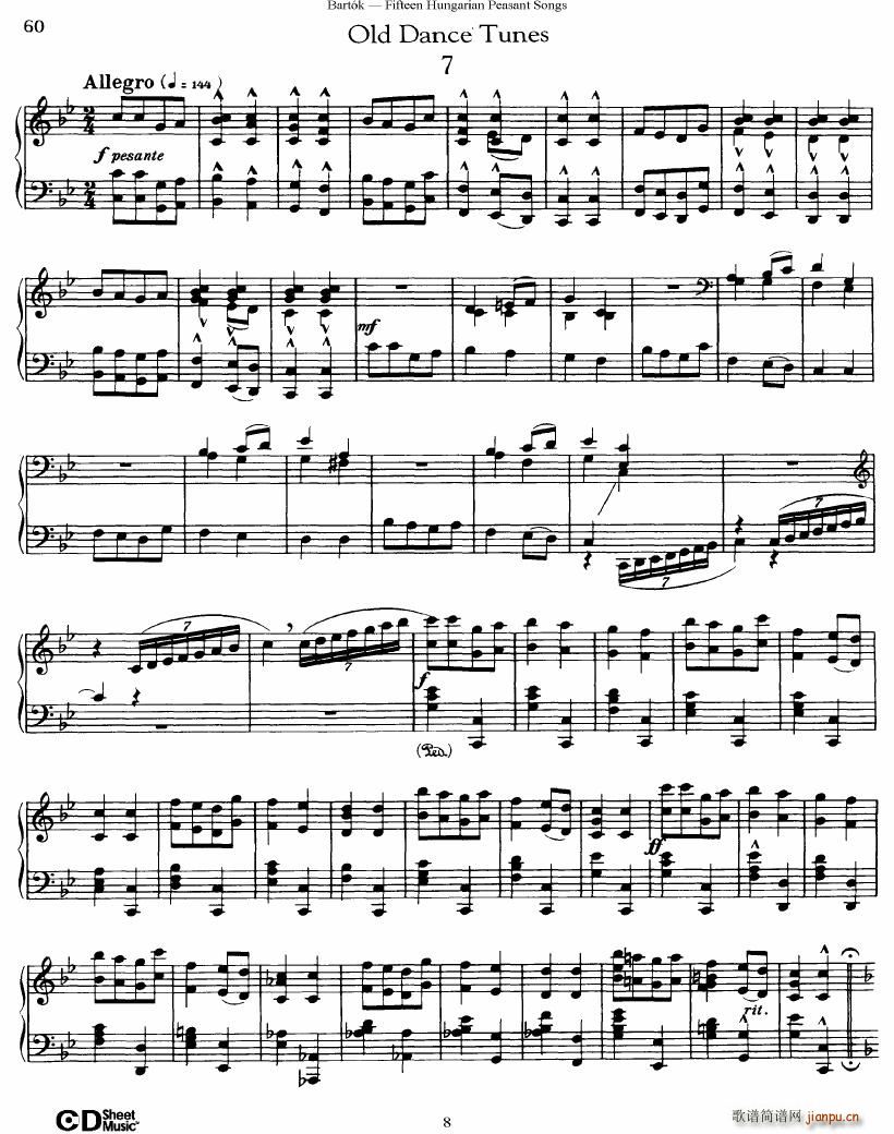 Bartok SZ 71 Fifteen Hungarian Peasant Songs Piano(钢琴谱)8