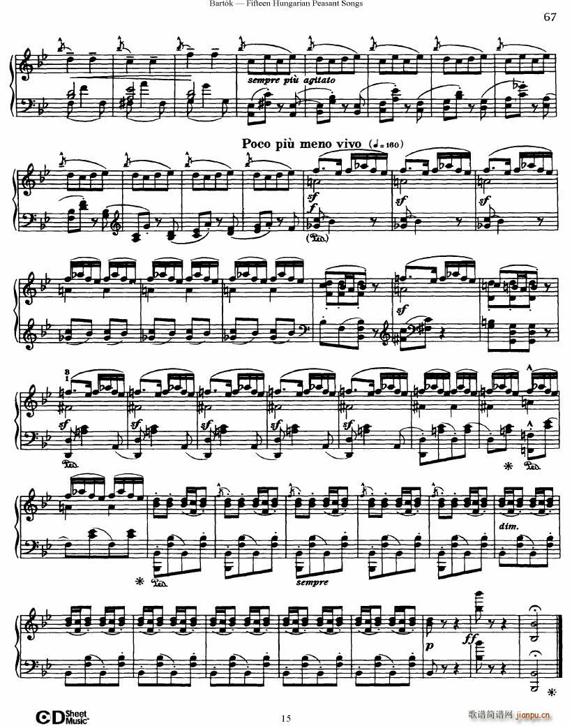 Bartok SZ 71 Fifteen Hungarian Peasant Songs Piano(钢琴谱)15