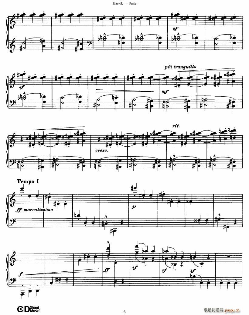 Bartok SZ 62 Suite for Piano op 14(钢琴谱)6