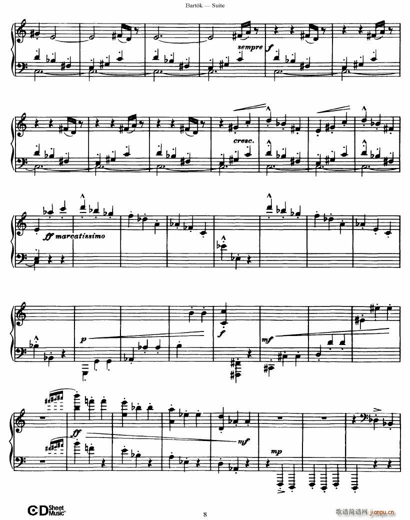 Bartok SZ 62 Suite for Piano op 14(钢琴谱)8