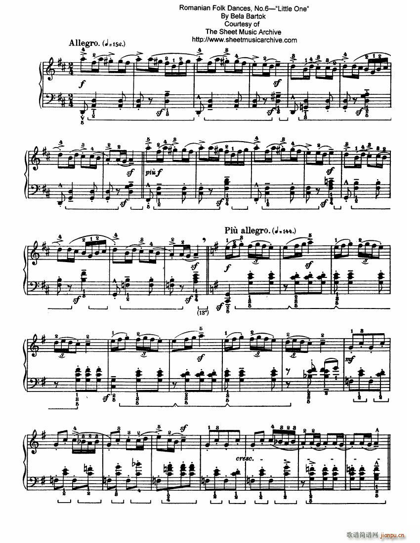 Bartok SZ 56 Six Romanian Folkdances(钢琴谱)7