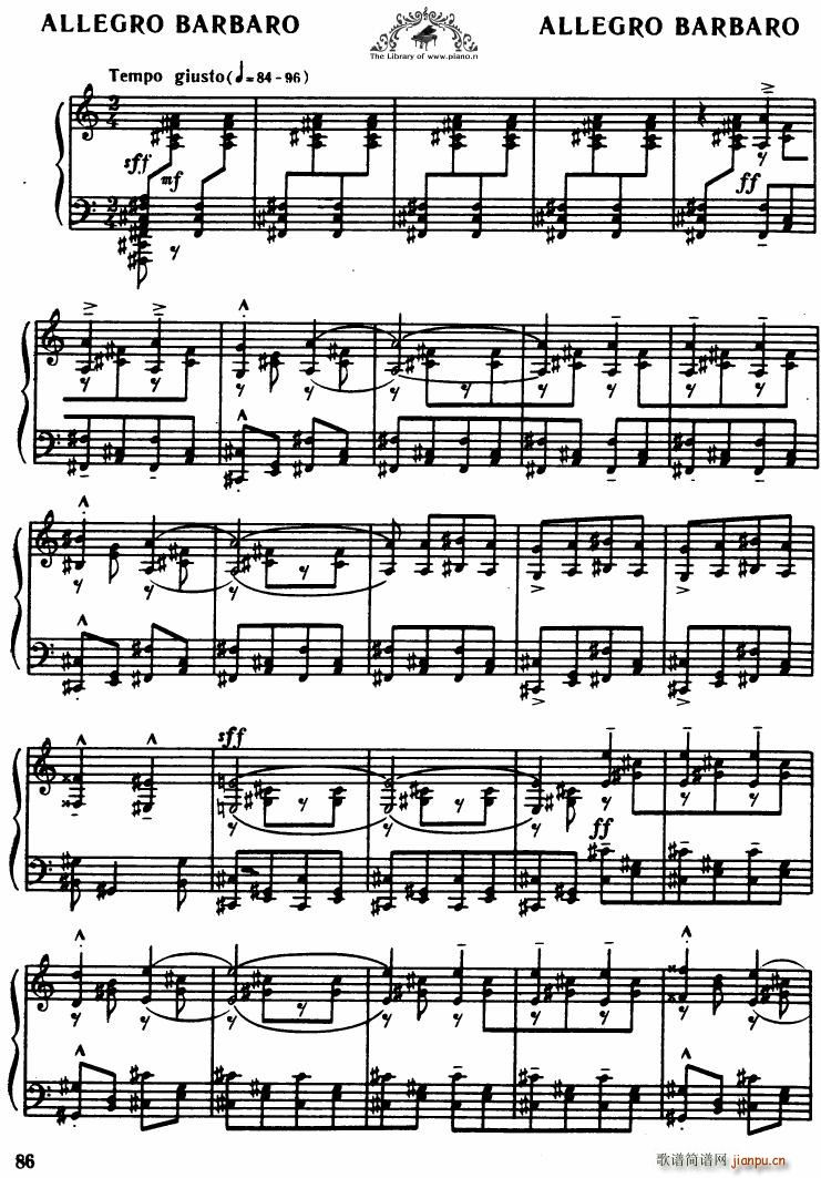Bartok SZ 49 Allegro Barbaro(钢琴谱)1