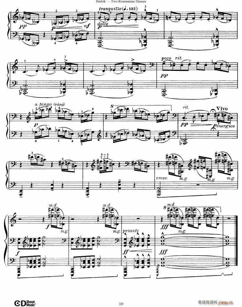 Bartok SZ 43 Two romanian dances op8a(钢琴谱)10