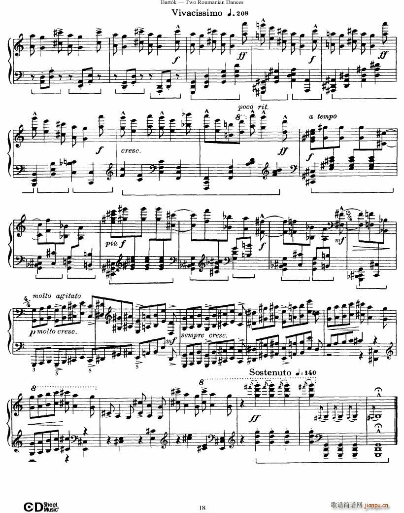 Bartok SZ 43 Two romanian dances op8a(钢琴谱)18