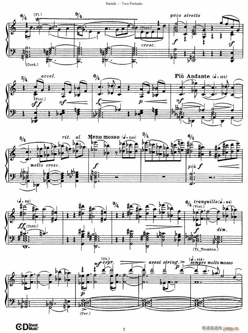 Bartok SZ 37 Two Portraits op 5(钢琴谱)5
