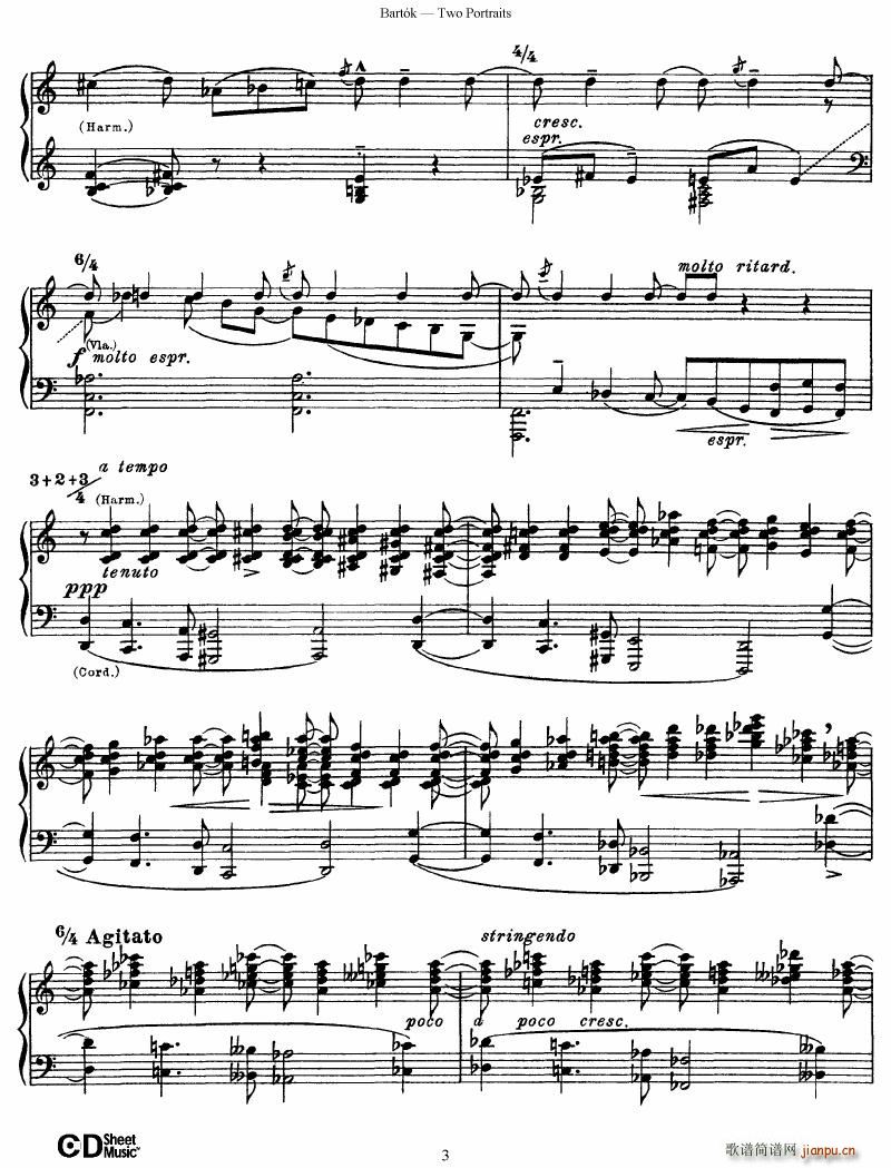 Bartok SZ 37 Two Portraits op 5(钢琴谱)3