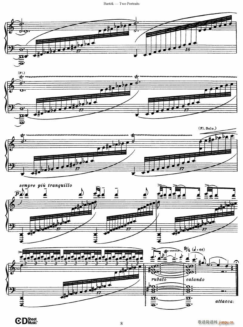 Bartok SZ 37 Two Portraits op 5(钢琴谱)8