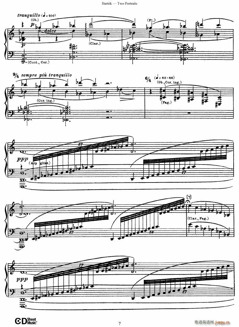 Bartok SZ 37 Two Portraits op 5(钢琴谱)7