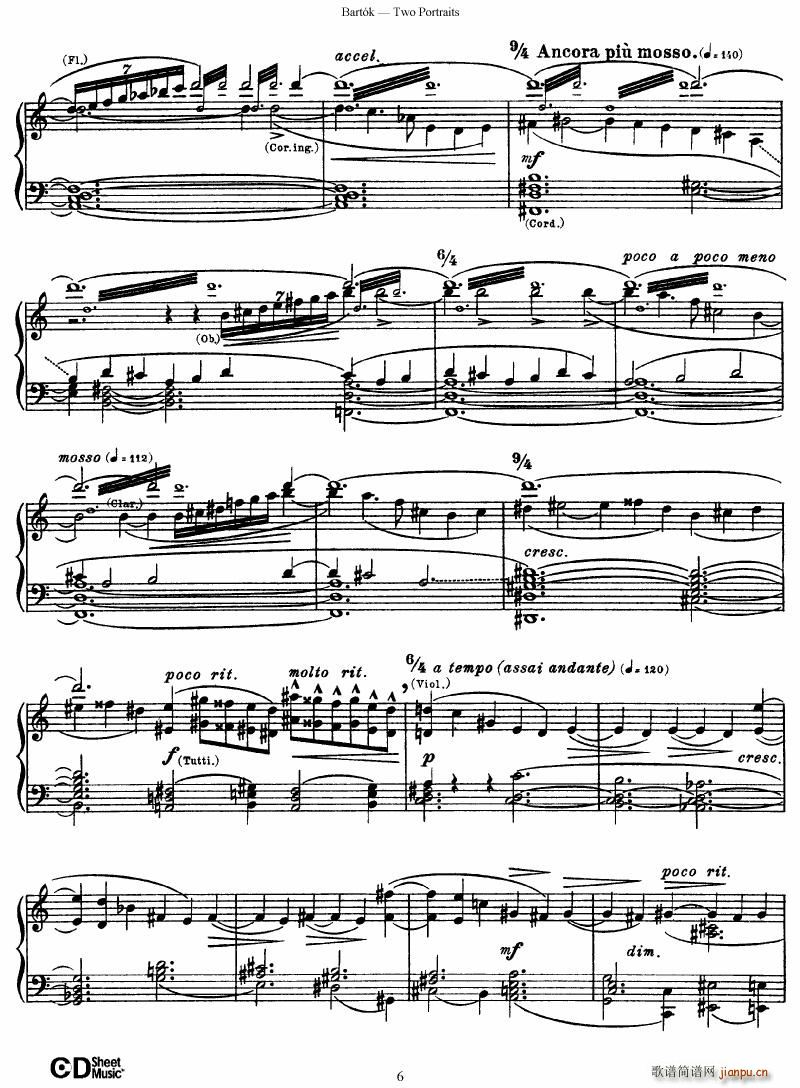 Bartok SZ 37 Two Portraits op 5(钢琴谱)6
