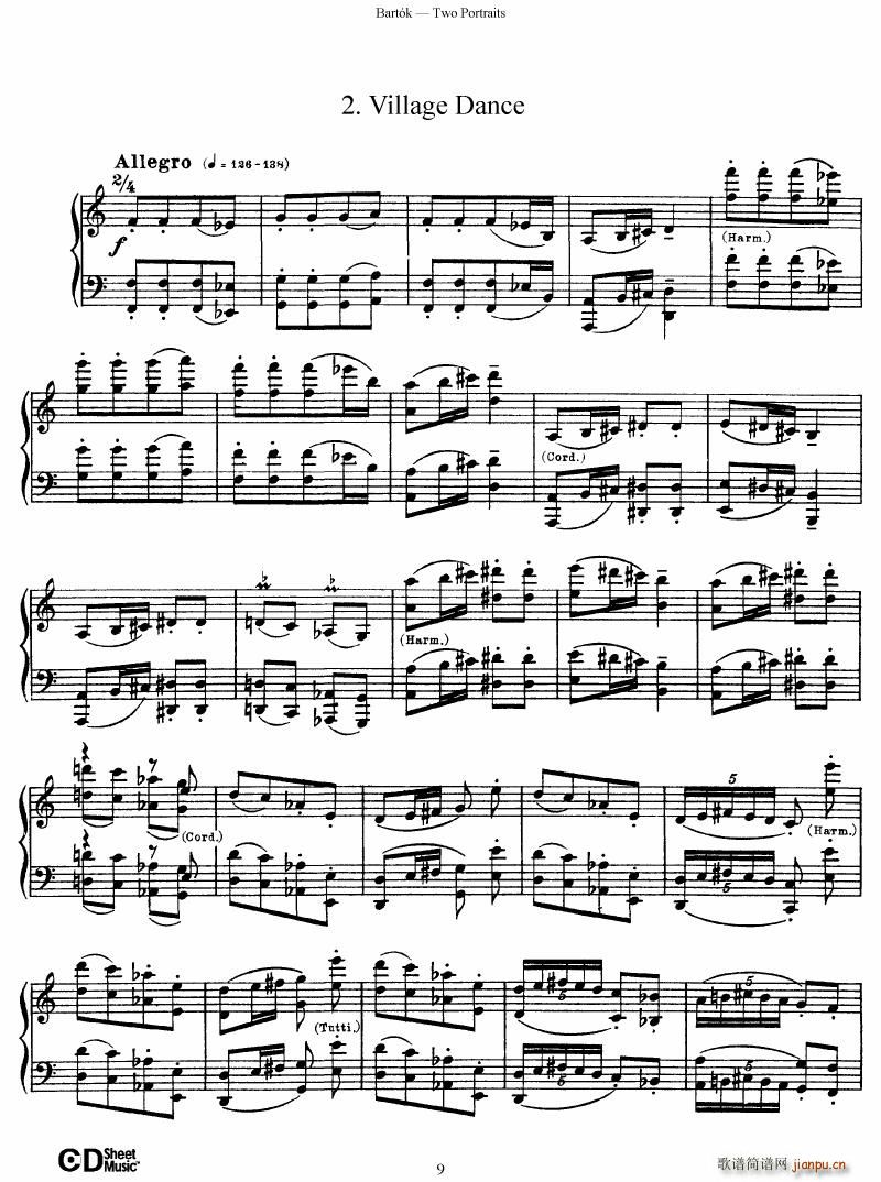 Bartok SZ 37 Two Portraits op 5(钢琴谱)9