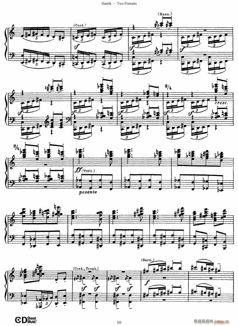 Bartok SZ 37 Two Portraits op 5(钢琴谱)10