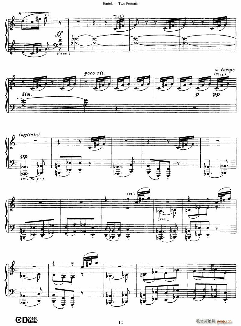 Bartok SZ 37 Two Portraits op 5(钢琴谱)12