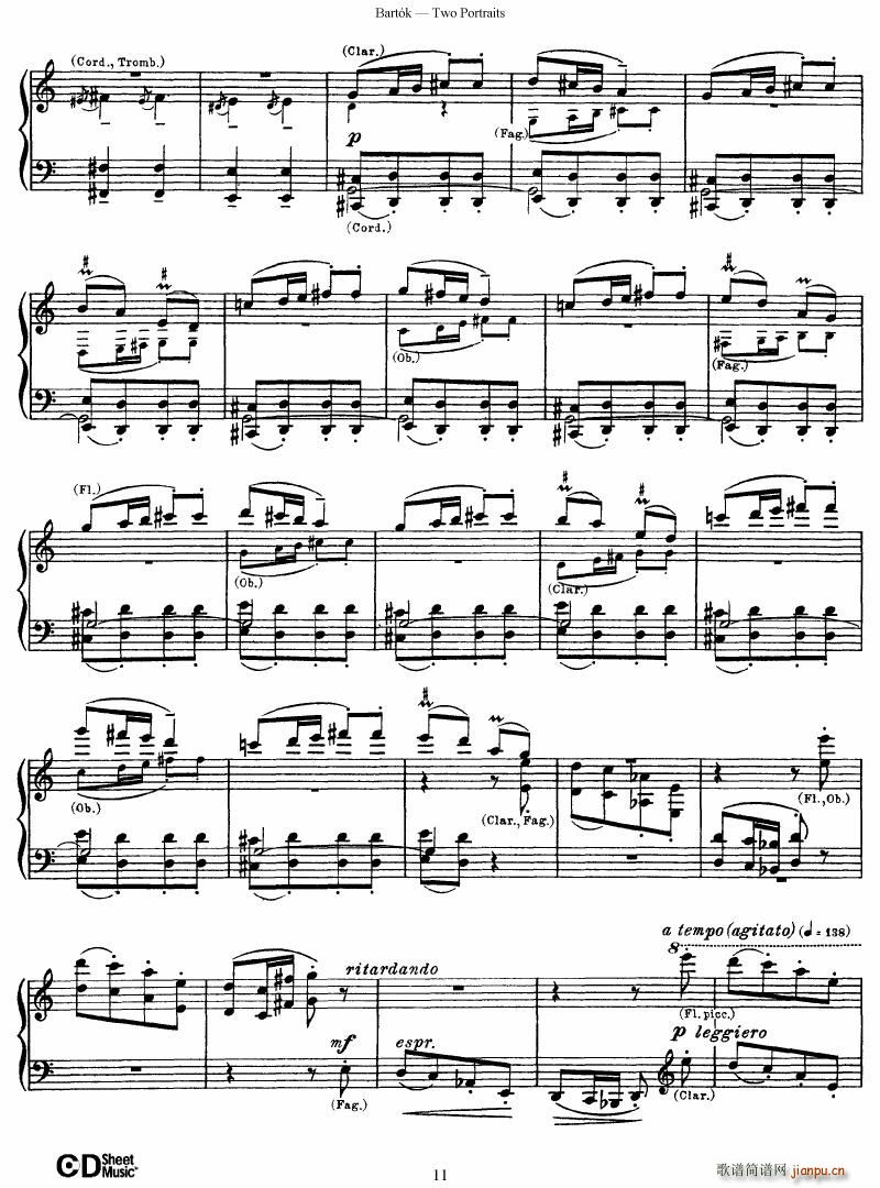 Bartok SZ 37 Two Portraits op 5(钢琴谱)11