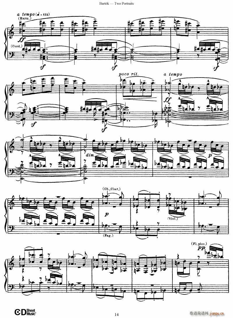 Bartok SZ 37 Two Portraits op 5(钢琴谱)14