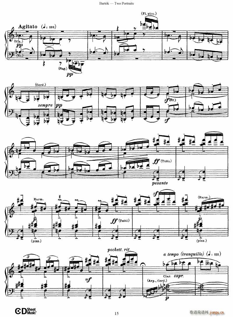 Bartok SZ 37 Two Portraits op 5(钢琴谱)15