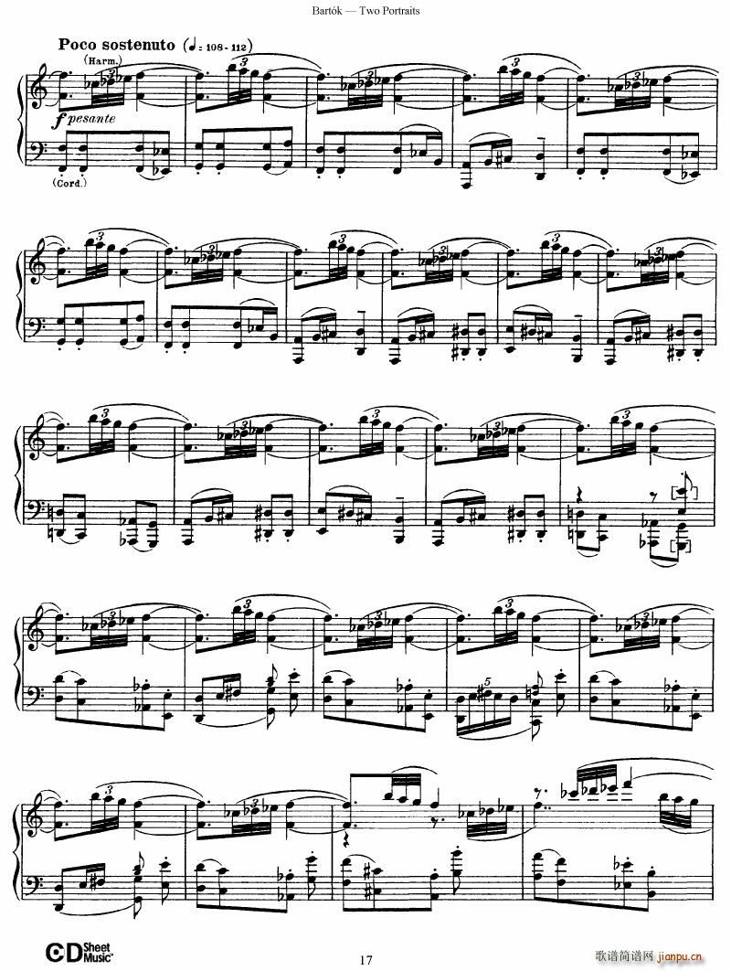 Bartok SZ 37 Two Portraits op 5(钢琴谱)17
