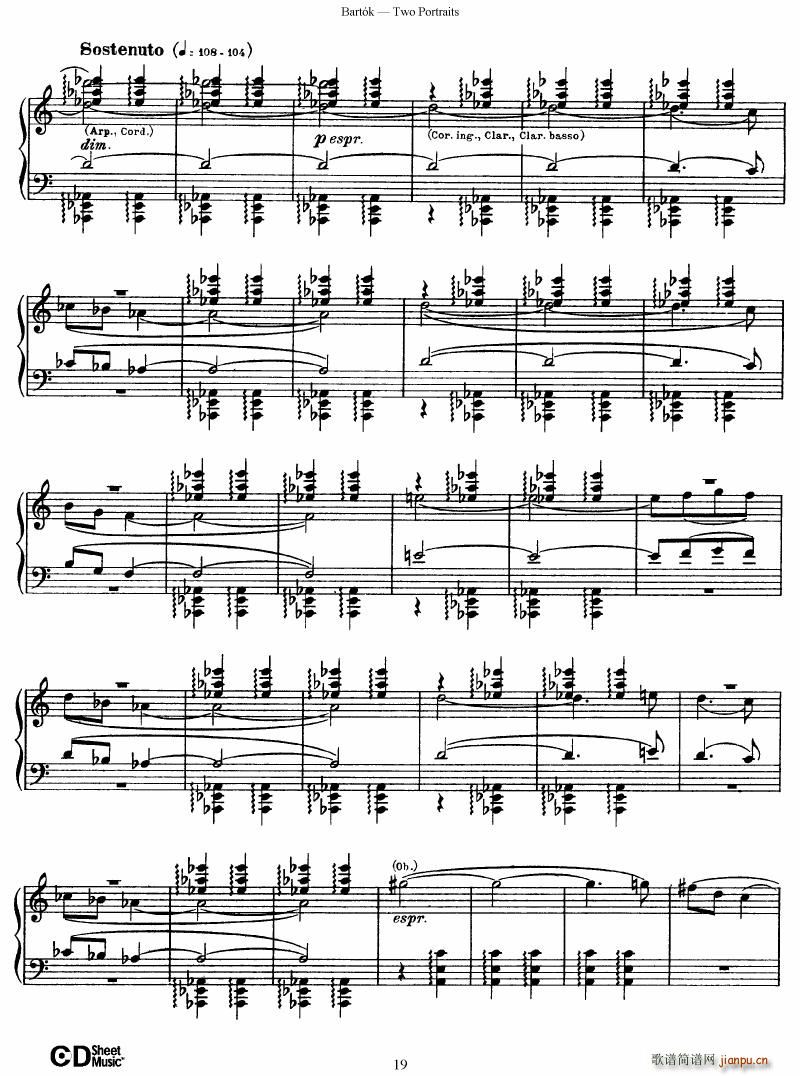 Bartok SZ 37 Two Portraits op 5(钢琴谱)19