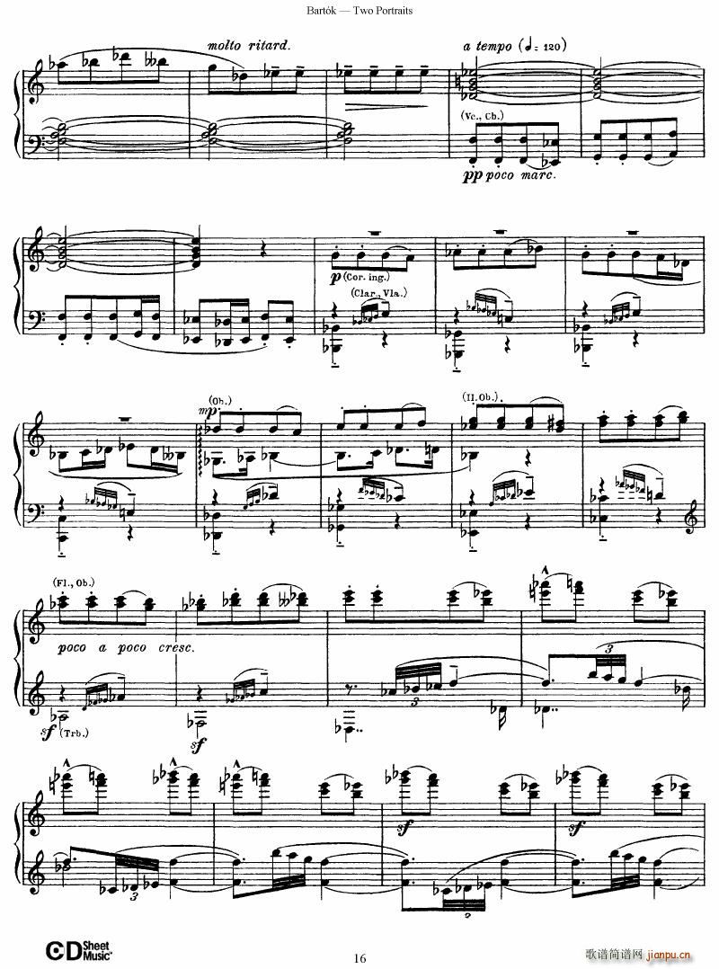 Bartok SZ 37 Two Portraits op 5(钢琴谱)16
