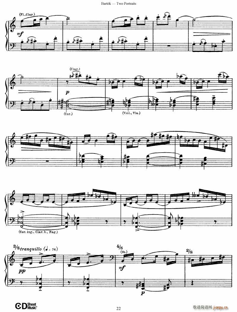 Bartok SZ 37 Two Portraits op 5(钢琴谱)22