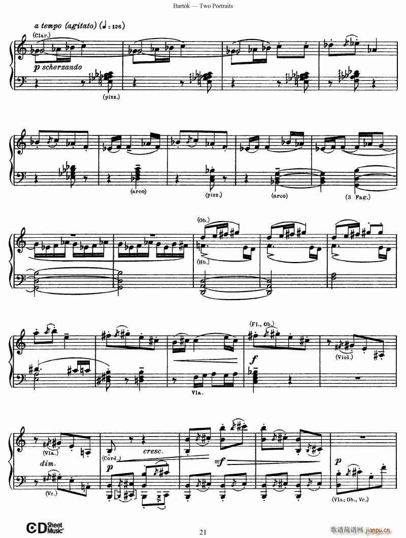 Bartok SZ 37 Two Portraits op 5(钢琴谱)21