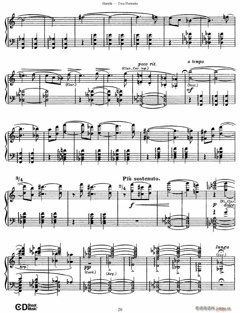 Bartok SZ 37 Two Portraits op 5(钢琴谱)20