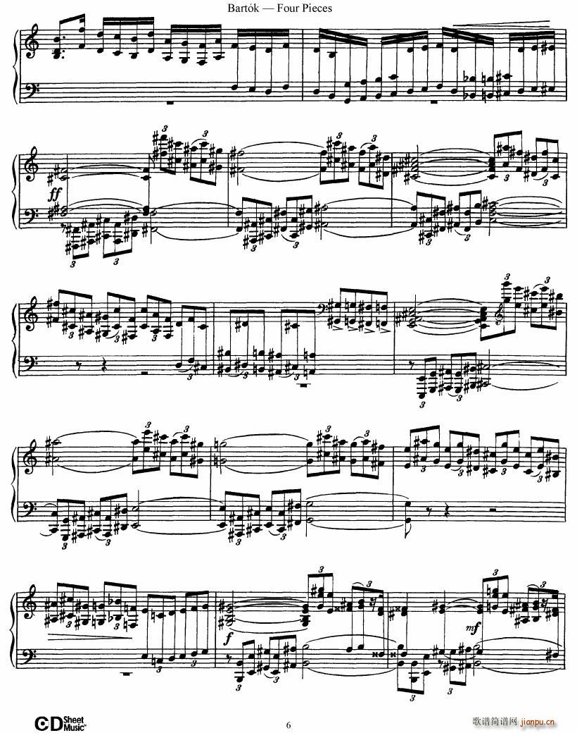 Bartok DD 71 Four Piano Pieces(钢琴谱)6