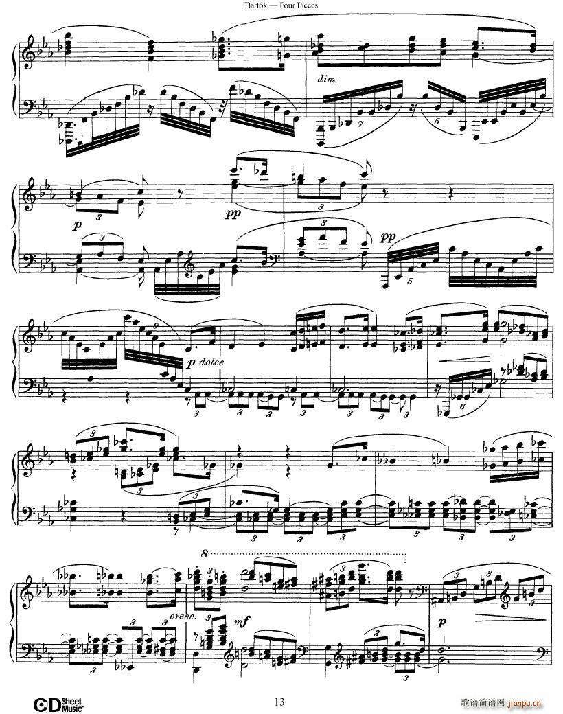 Bartok DD 71 Four Piano Pieces(钢琴谱)13